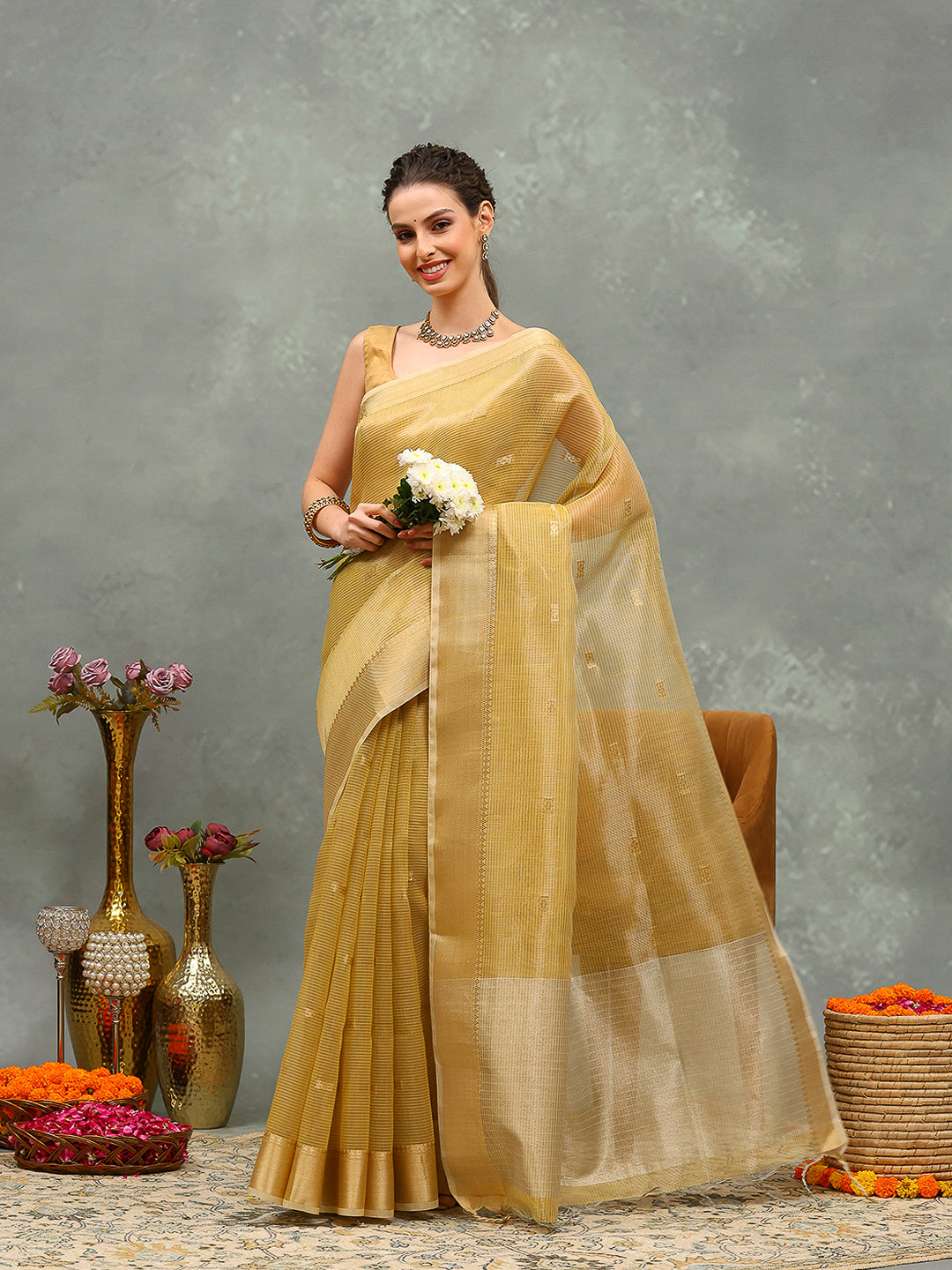Embroidered Tissue Saree