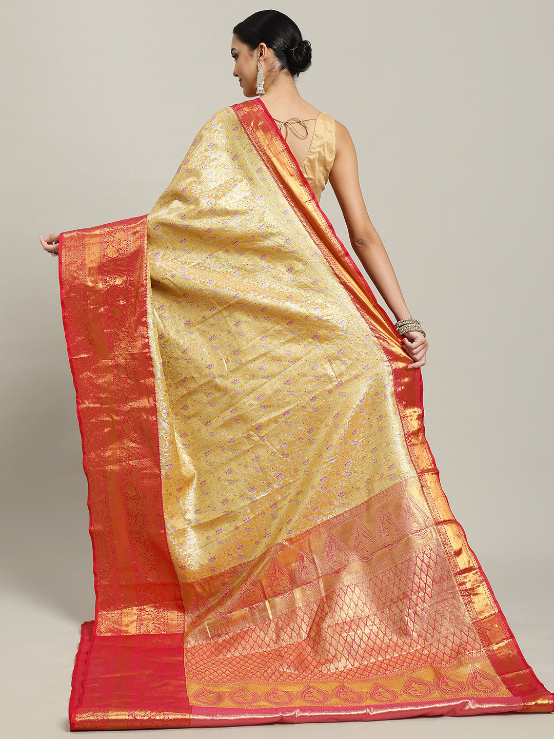 Woven Brodcade Zari Jaal Art Silk Saree