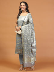 Woven Chanderi Unstitched Suit With Dupatta