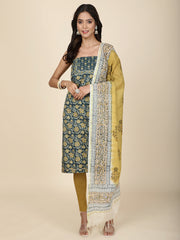 Schiffli Printed Cotton Unstitched Suit Piece With Dupatta