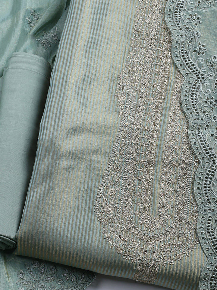 Banarasi Tissue Unstitched Suit With Dupatta