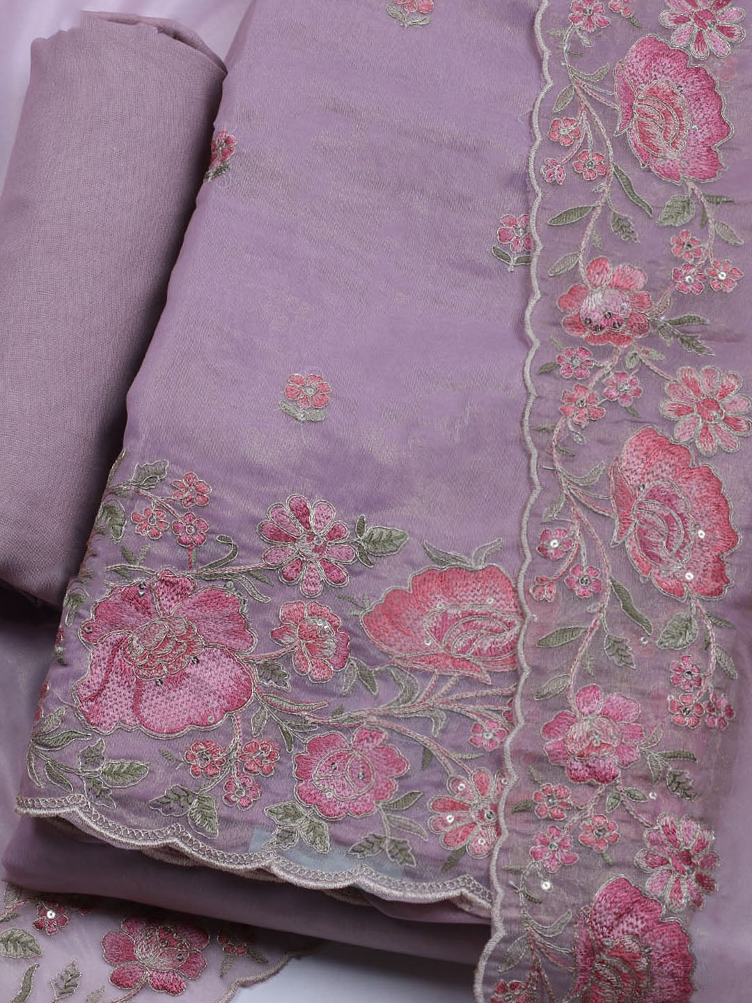 Embroidered Organza Unstitched Suit With Dupatta