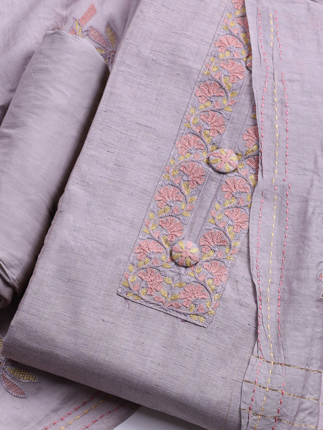 Embroidered Cotton Unstitched Suit With Dupatta
