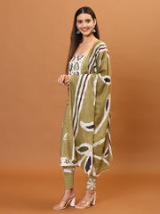 Neck Patti Printed Cotton Unstitched Suit Piece With Dupatta