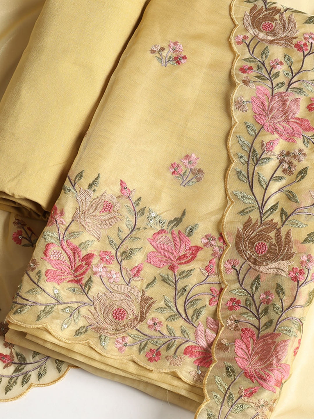 Embroidered Organza Unstitched Suit With Dupatta