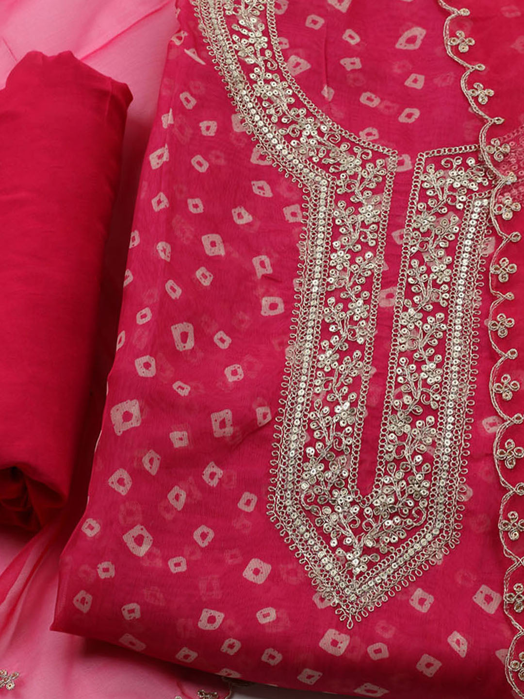 Embroidered Organza Unstitched Suit With Dupatta