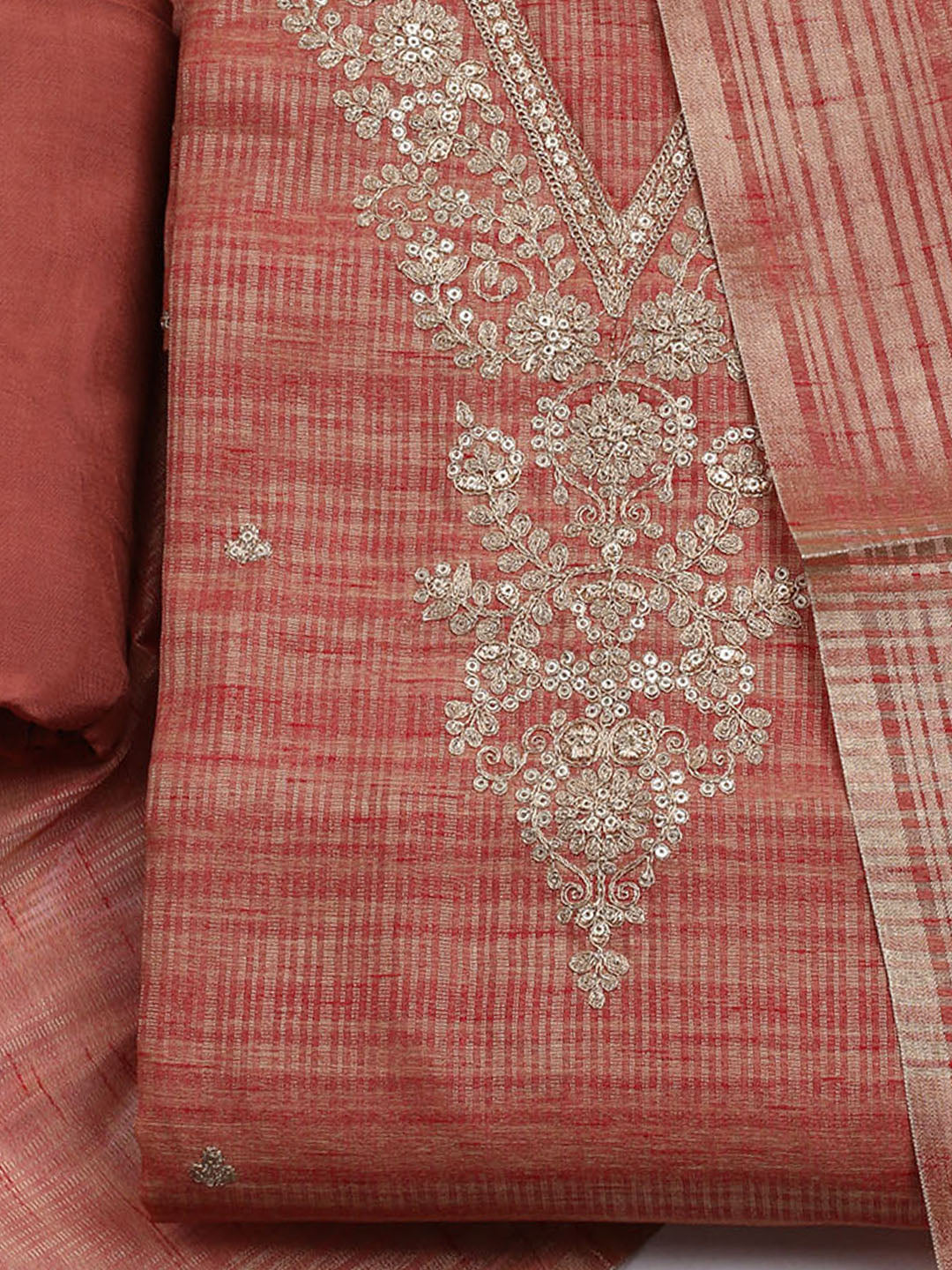 Embroidered Organza Unstitched Suit With Dupatta