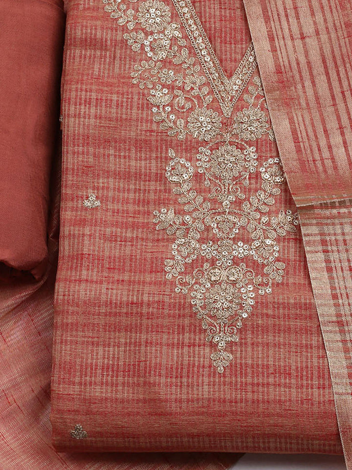 Embroidered Organza Unstitched Suit With Dupatta