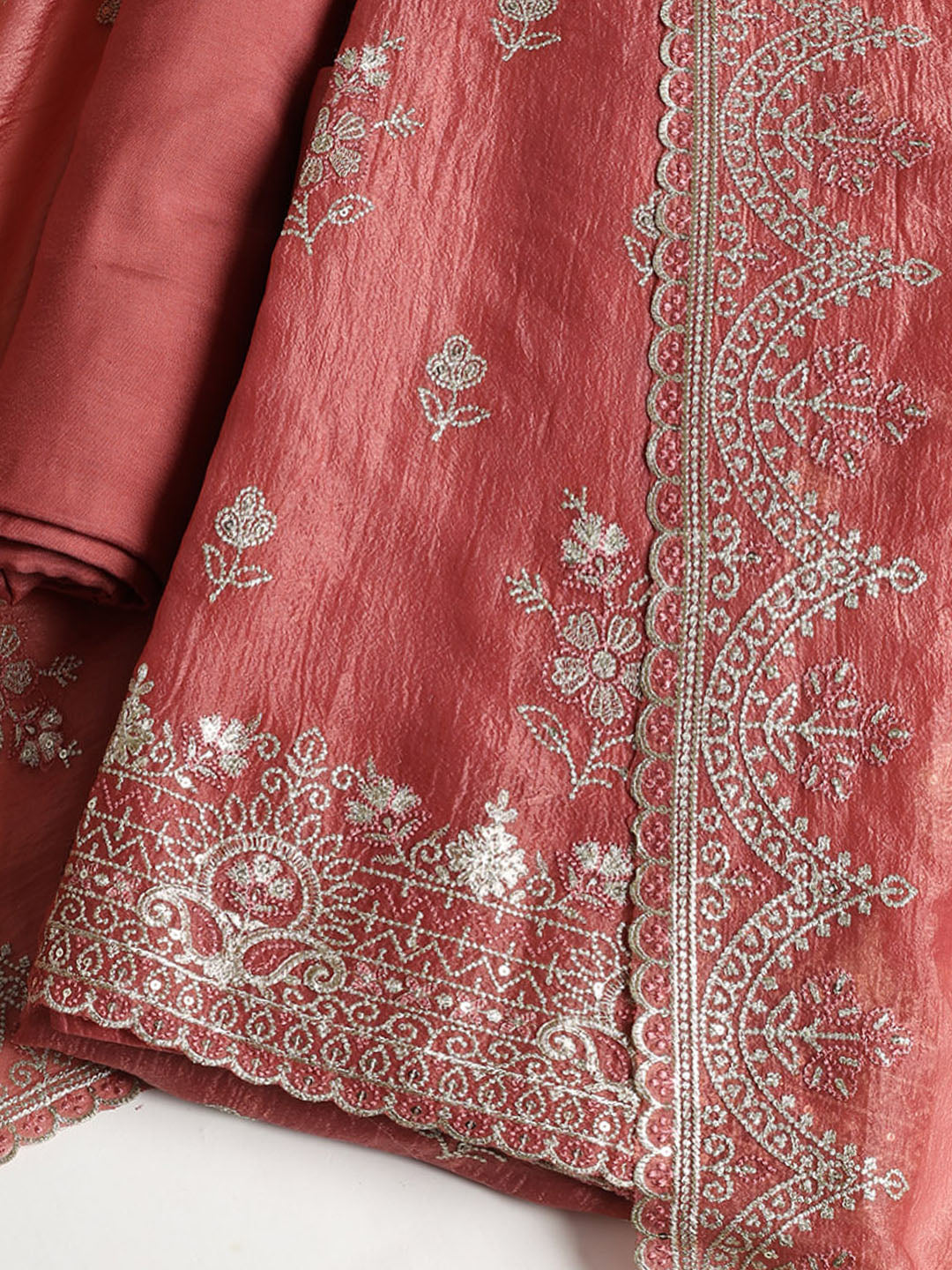Embroidered Tissue Unstitched Suit With Dupatta