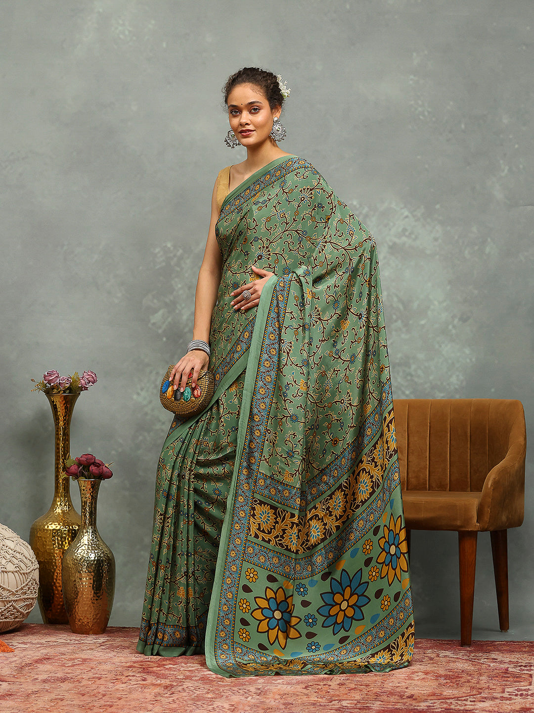 Digital Printed Crepe Saree