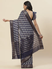 Block Abstract Printed Handloom Saree