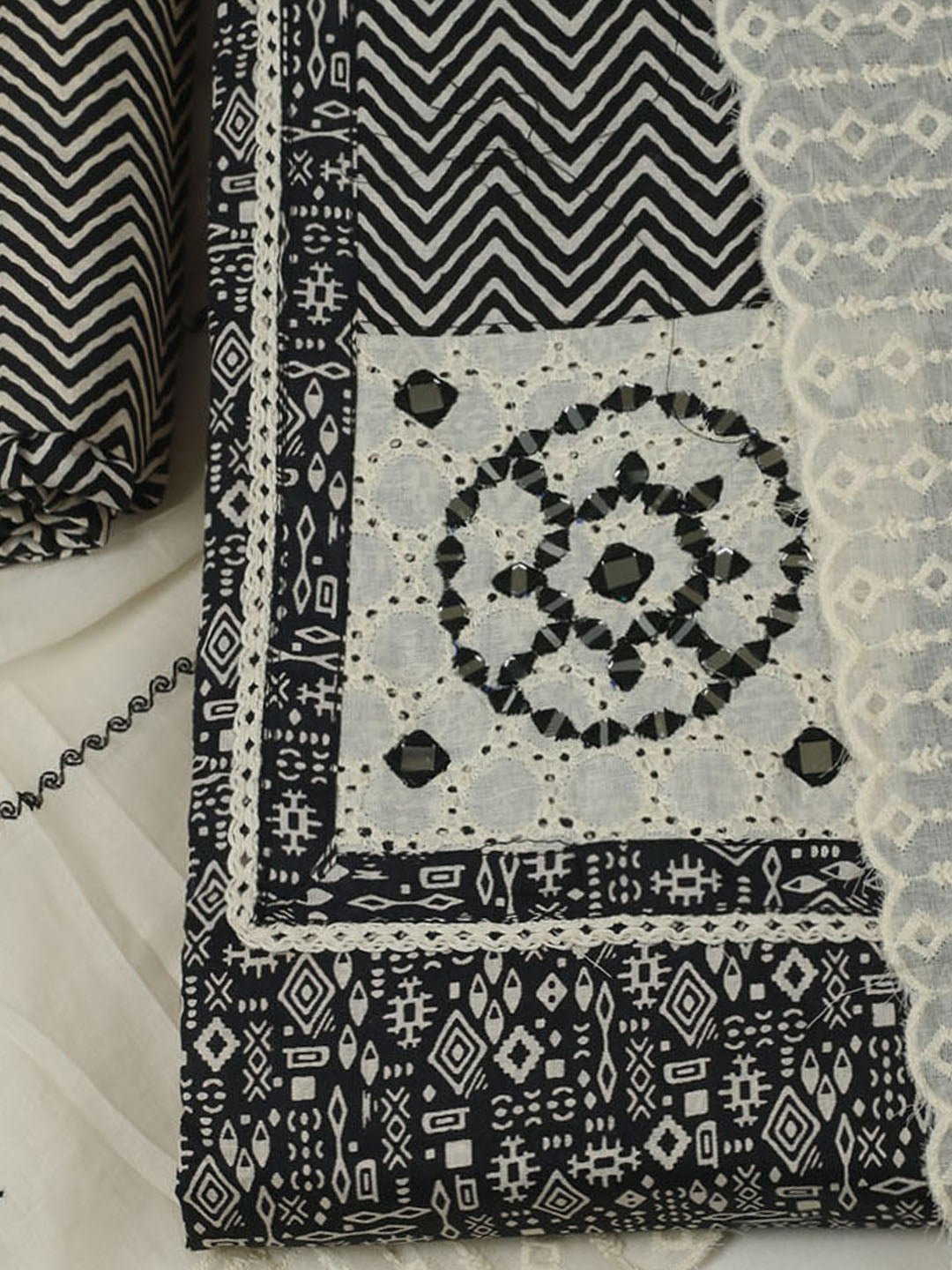 Printed Cotton Unstitched Kurta With Pant &amp; Dupatta