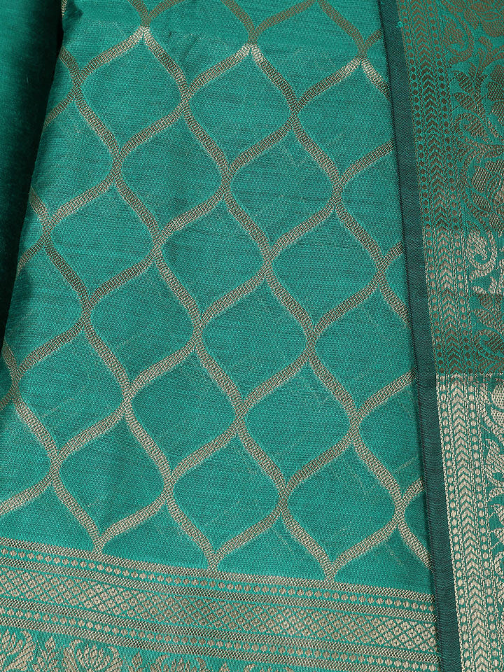 Woven Design Chanderi Unstitched Suit With Pant &amp; Dupatta