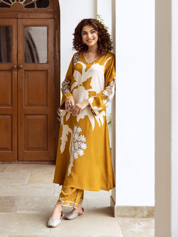 Floral Printed Cotton Kurta With Pants