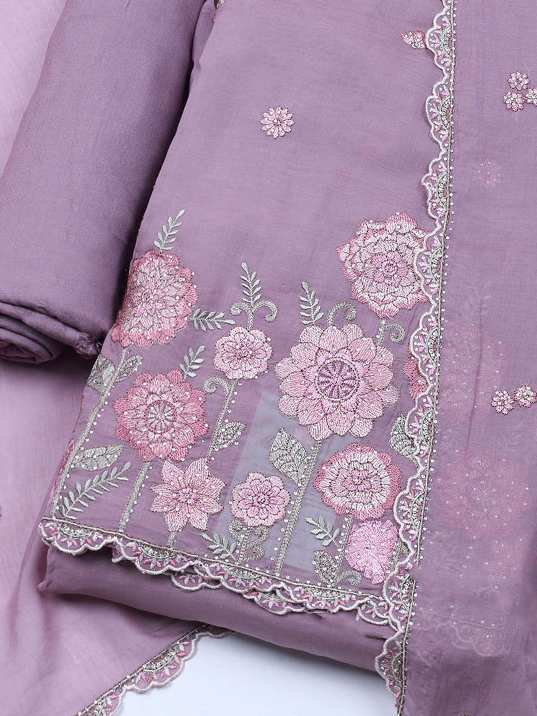 Embroidered Cotton Blend Unstitched Suit With Dupatta