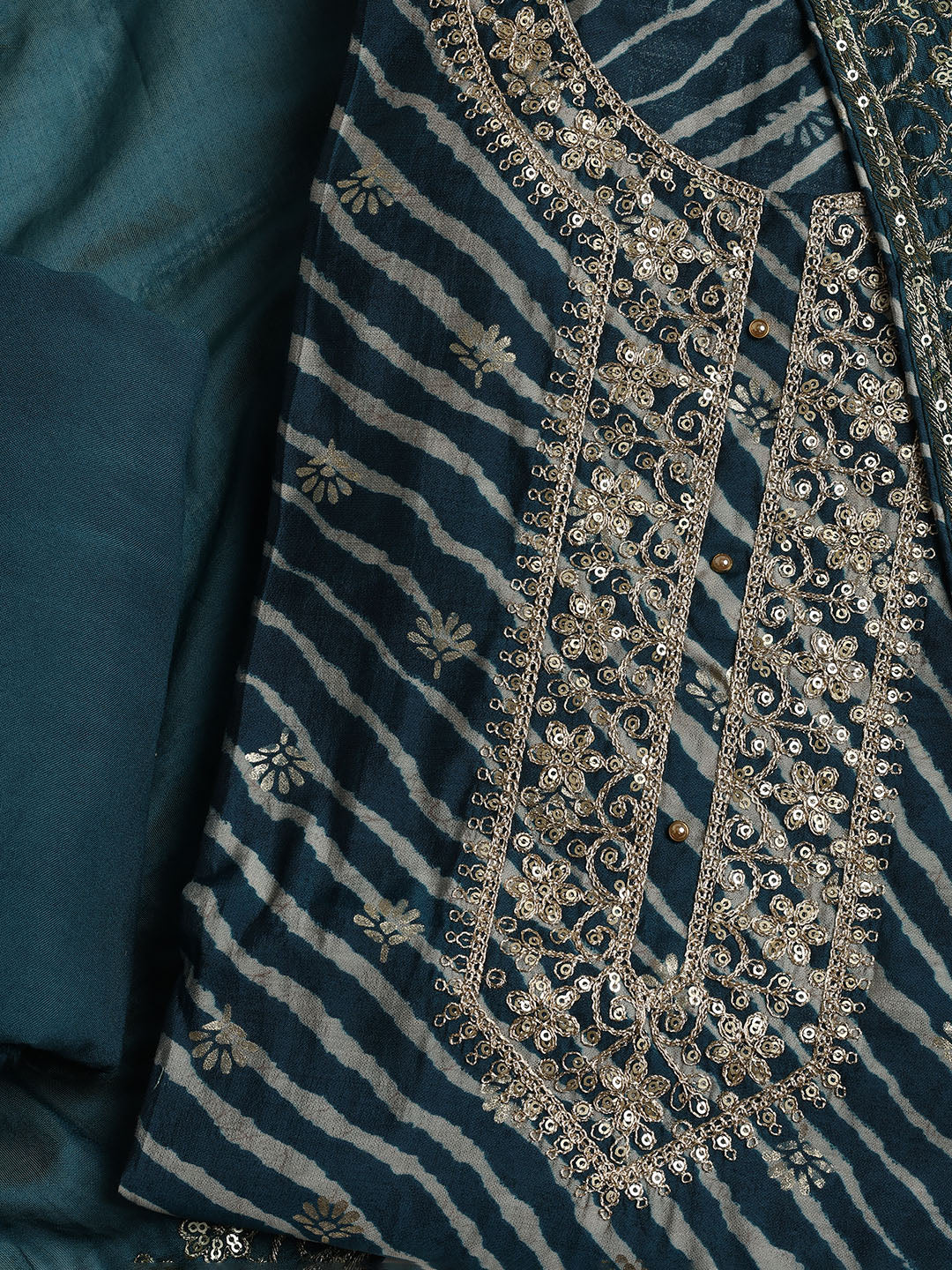 Neck Embroidered Cotton Blend Unstitched Suit With Dupatta