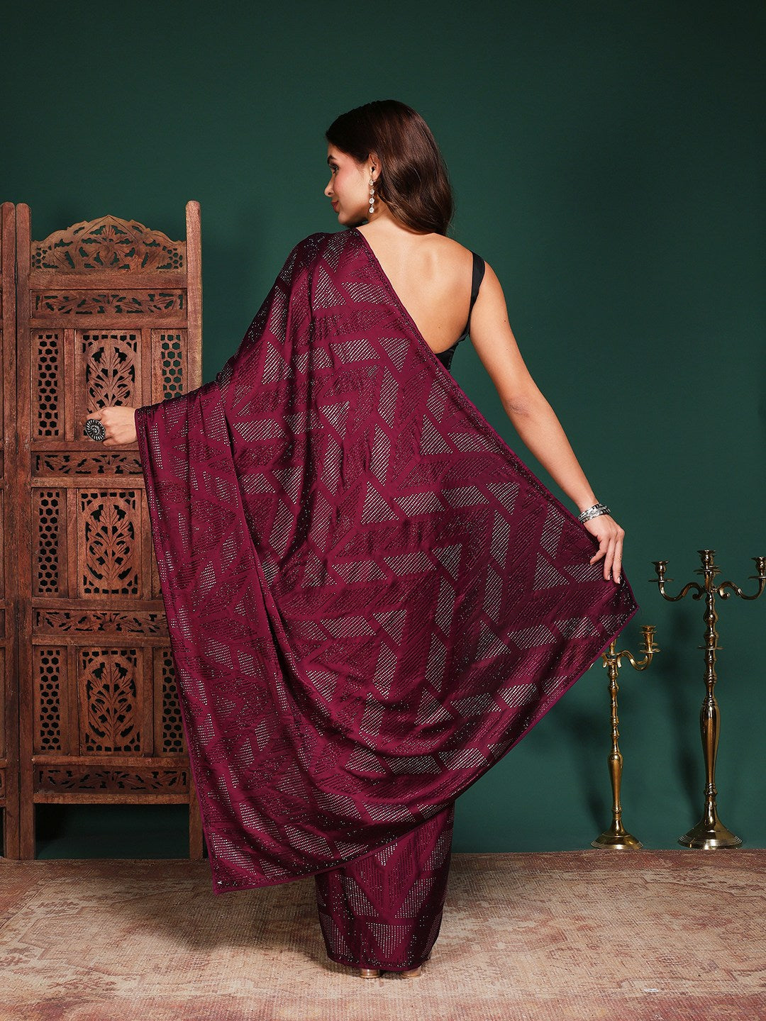 Embroidered Satin Saree