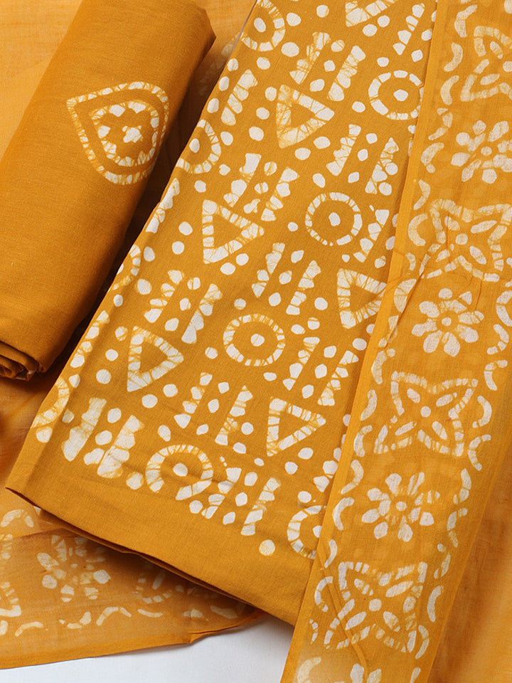 Printed Cotton Blend Unstitched Suit With Pant &amp; Dupatta
