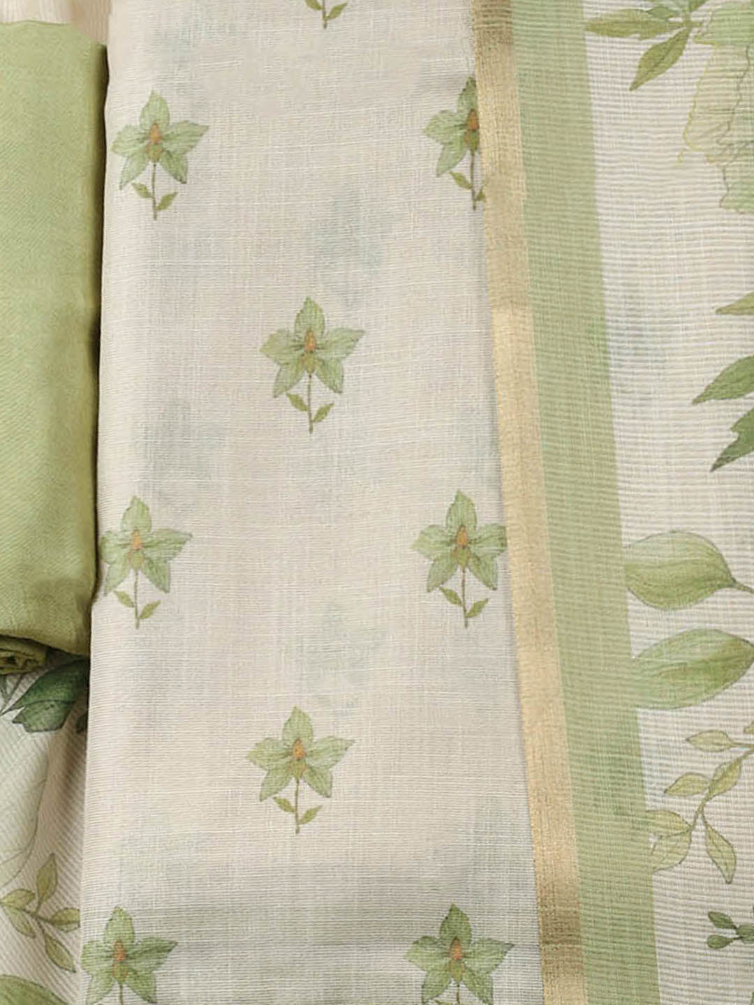 Printed Tissue Unstitched Suit With Pant &amp; Dupatta