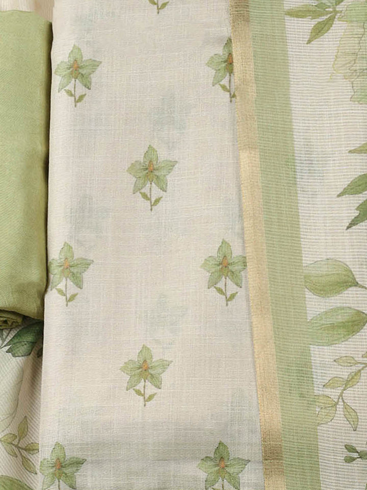 Printed Tissue Unstitched Suit With Pant &amp; Dupatta