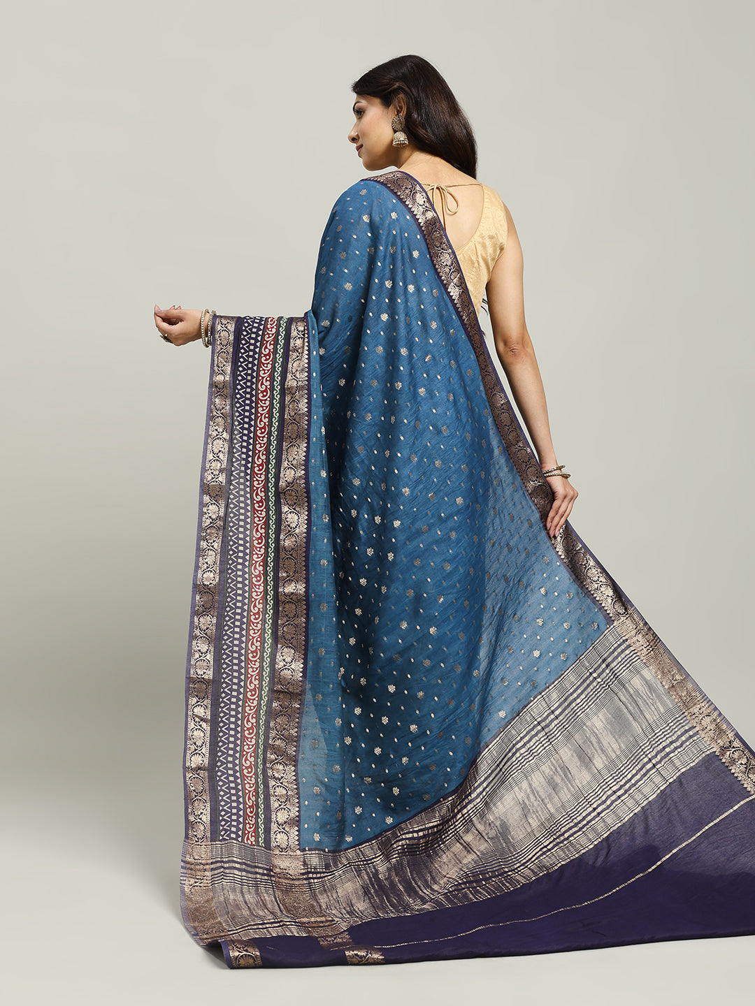 Digital Printed Cotton Blend Woven Saree