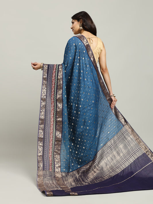 Digital Printed Cotton Blend Woven Saree