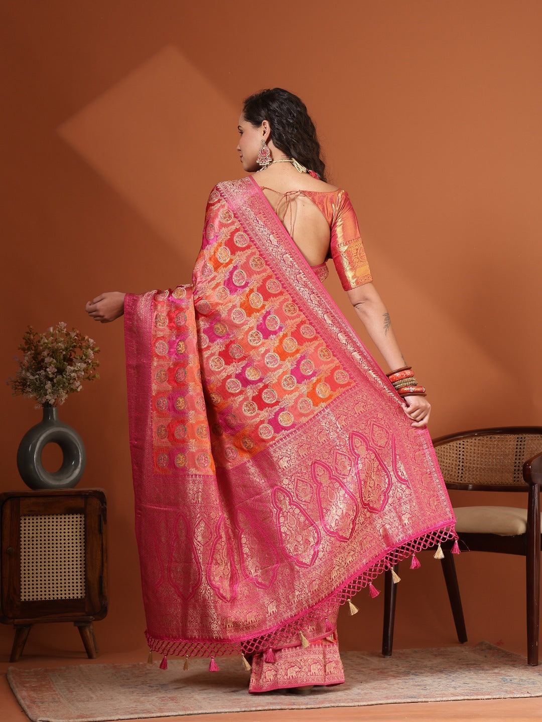Woven Design Satin Saree