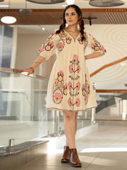 Resham Embroidered Cotton Blend Dress
