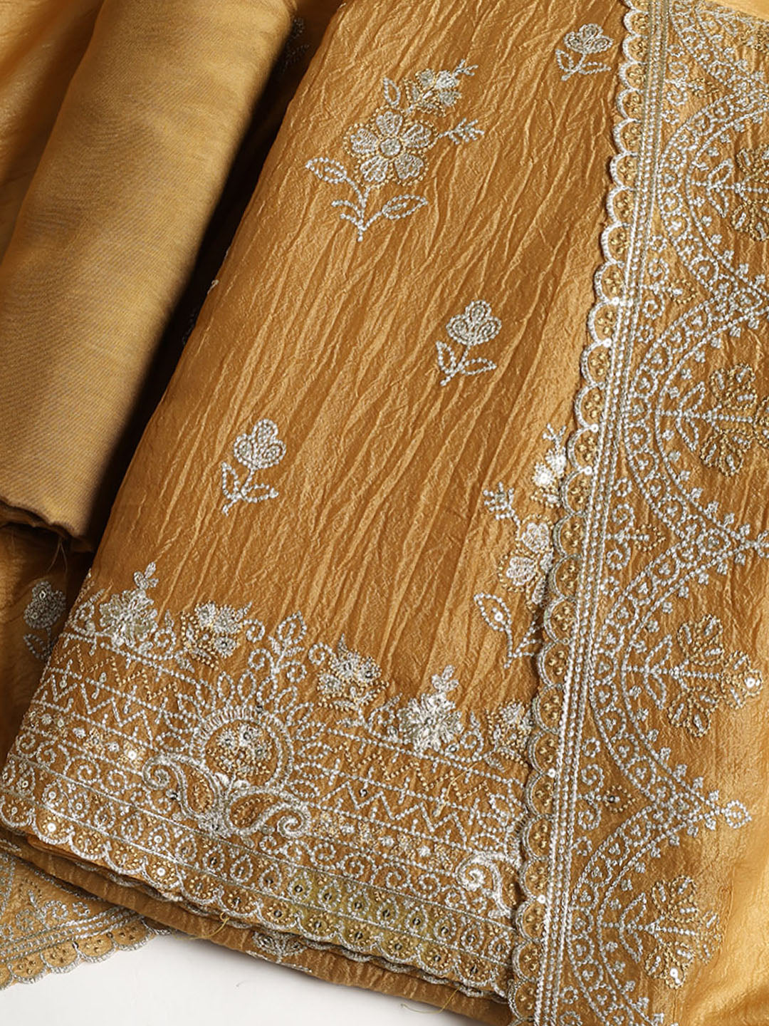 Embroidered Tissue Unstitched Suit With Dupatta