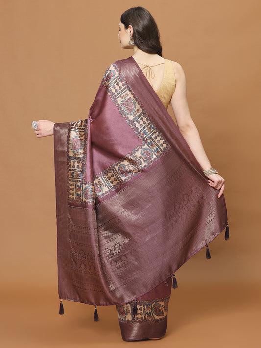 Digital Printed Satin Woven Saree