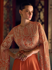 Embroidered Chinon Suit With Pant & Dupatta