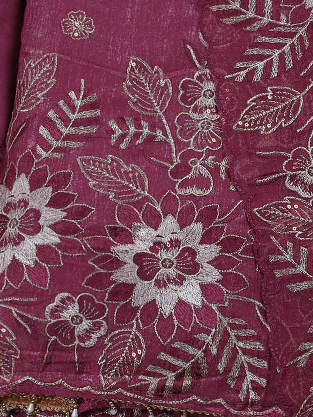 Embroidered Tissue Unstitched Suit With Pant &amp; Dupatta