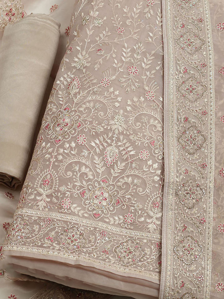 All over Embroidered Organza Unstitched Suit With Dupatta