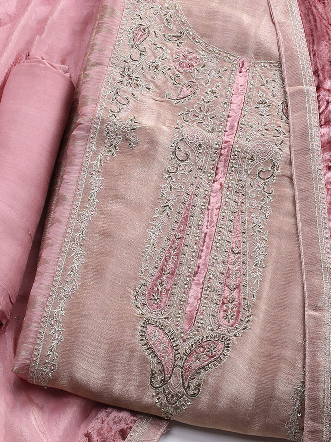 Banarasi Tissue Unstitched Suit With Dupatta