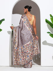 Floral Printed Tussar Silk Saree