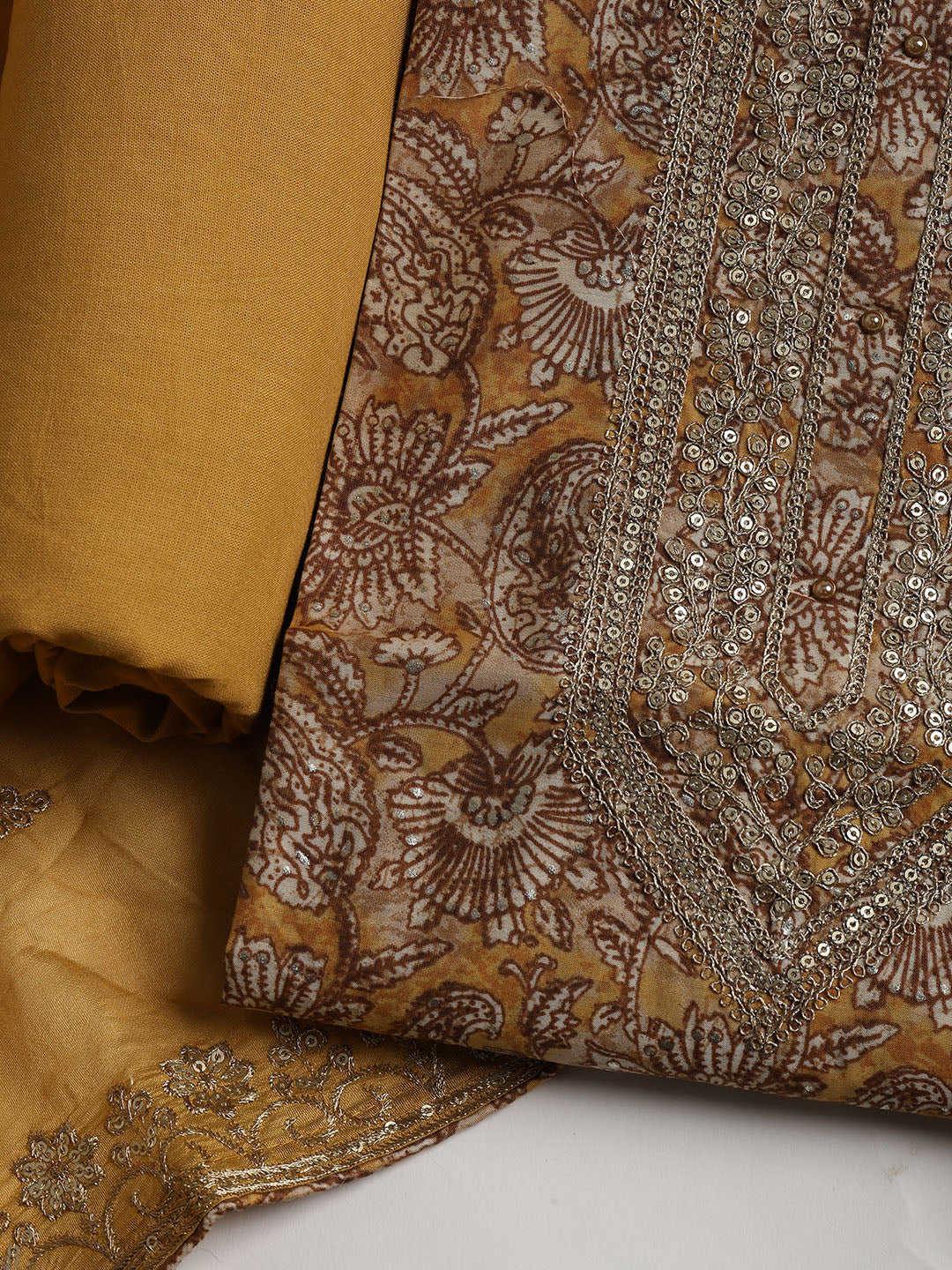 Neck Embroidered Cotton Blend Unstitched Suit With Dupatta