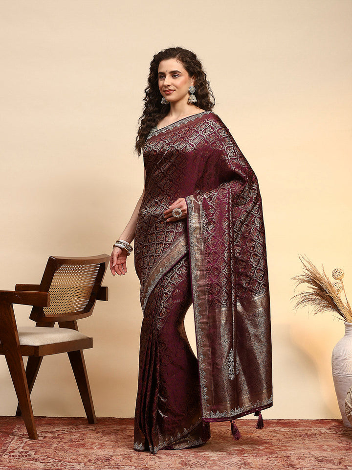 Woven Design Satin Saree