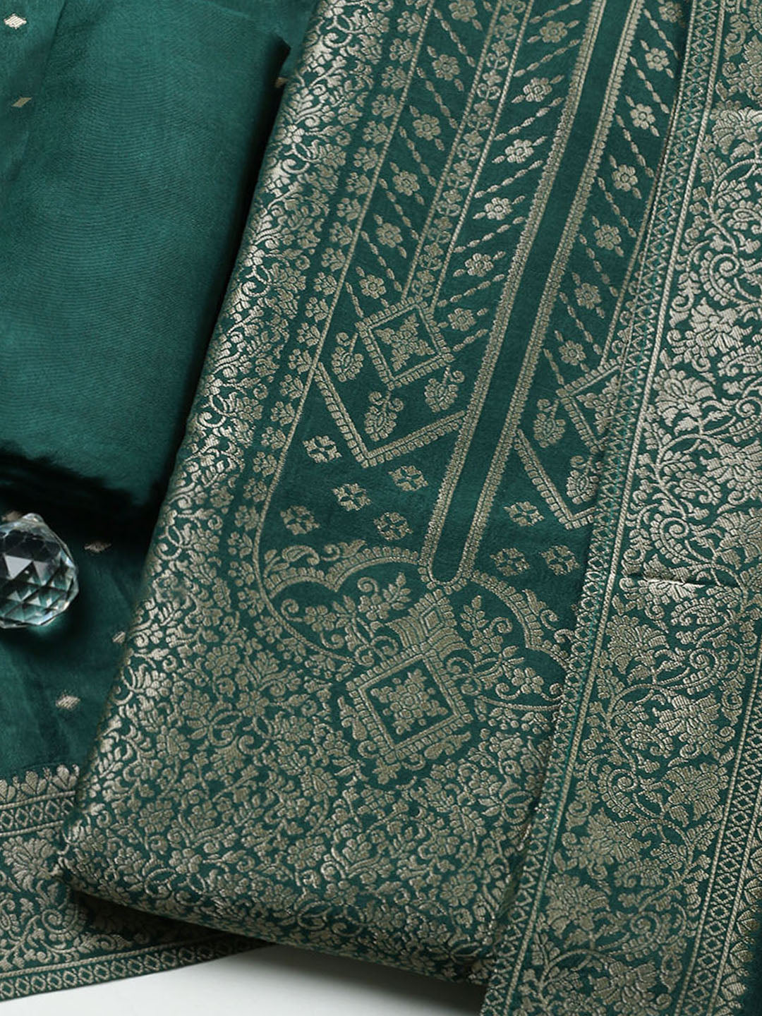 Woven Design Chanderi Unstitched Suit With Pant &amp; Dupatta