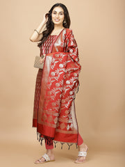 Woven Chanderi Unstitched Suit Piece With Dupatta