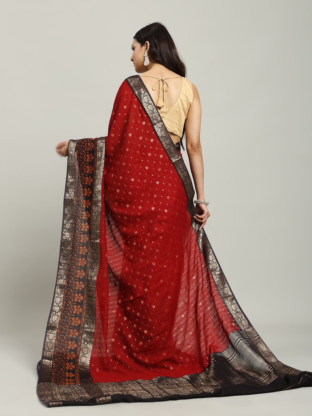 Digital Printed Cotton Blend Woven Saree