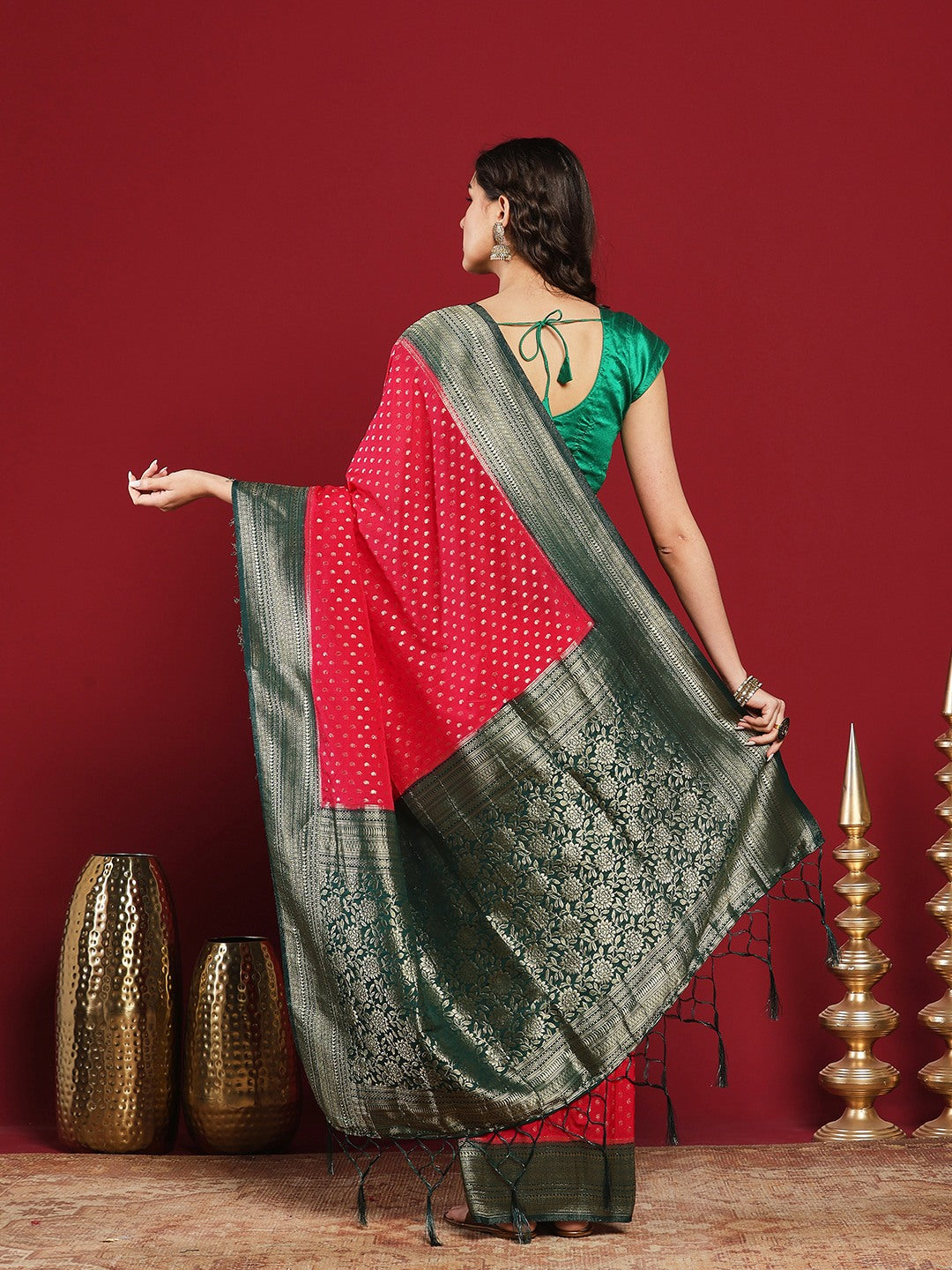 Plain Crepe Saree