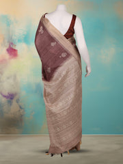 Printed Tussar Brown Saree