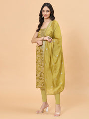 Neck Embroidered Cotton Unstitched Suit Piece With Dupatta