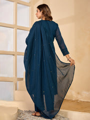 Embroidered Cotton Suit With Pant & Dupatta