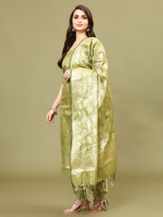 Woven Chanderi Unstitched Suit With Dupatta