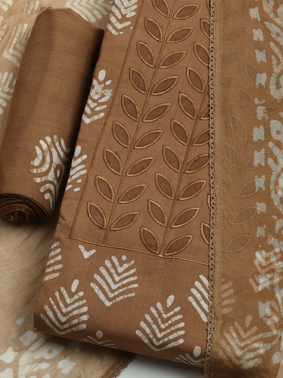 Printed Cotton Blend Unstitched Kurta With Pant &amp; Dupatta