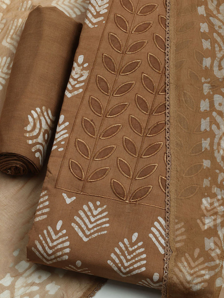 Printed Cotton Blend Unstitched Kurta With Pant &amp; Dupatta