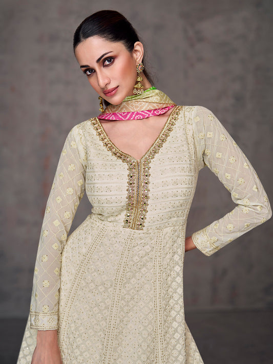 All Over Embroidered Georgette Semi Stitched Suit