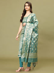 Woven Chanderi Unstitched Suit With Dupatta