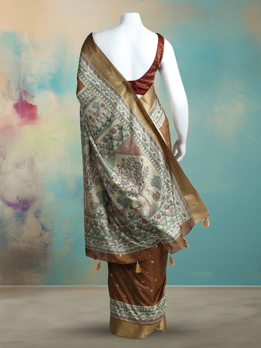Printed &amp; Woven Design Art Silk Saree